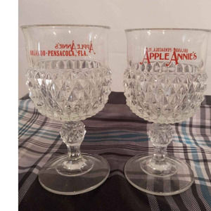 Pair of Vintage Apple Annie Diamond Cut Goblets-